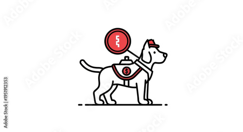 Cartoon Dog with Saddle and Magnifying Glass Illustration.