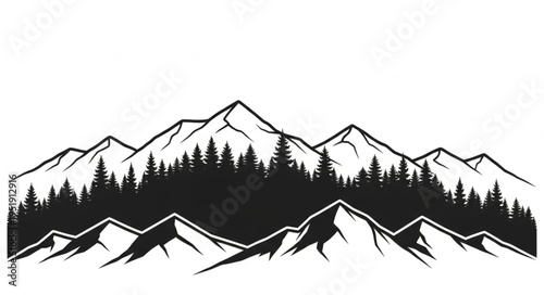 Black and White Mountain Landscape.