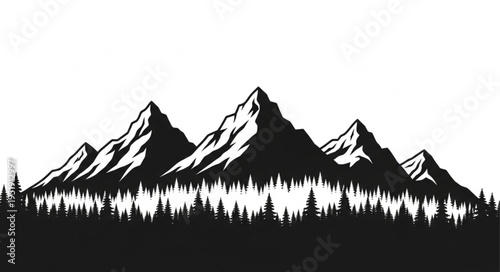 Black and White Mountain Landscape.