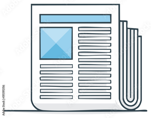 Cartoon Illustration of a Stack of Newspapers with Headlines and Columns