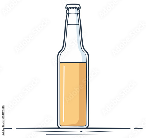 Cartoon Style Beer Bottle Icon Illustration, Drink Concept Isolated