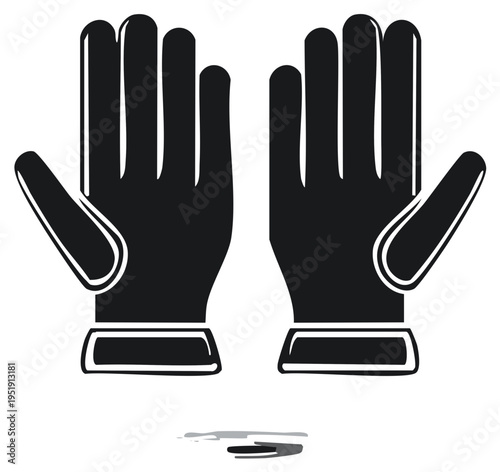 Illustration of a black pair of gloves with outline detailing, perfect for protective work and activities