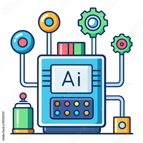 Creative illustration of an artificial intelligence processing unit with gears and circuits
