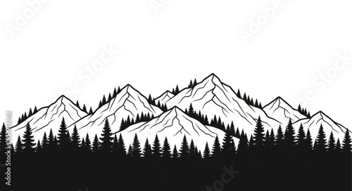 Black and White Mountain Landscape.