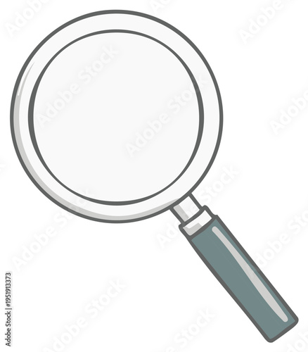 Simple cartoon magnifying glass for searching and discovery symbol