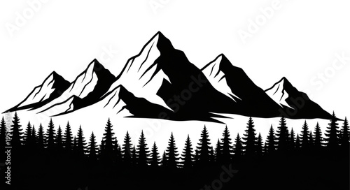 Black and White Mountain Landscape.