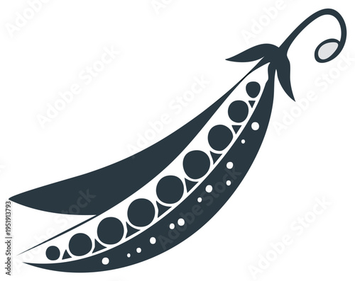 Illustration of a pea pod with peas inside, isolated