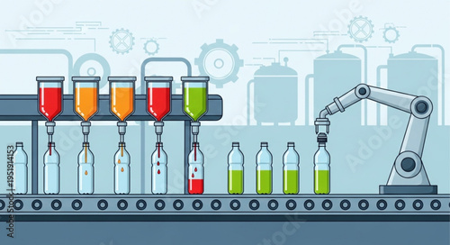 Bottling Factory Production Line Machinery.