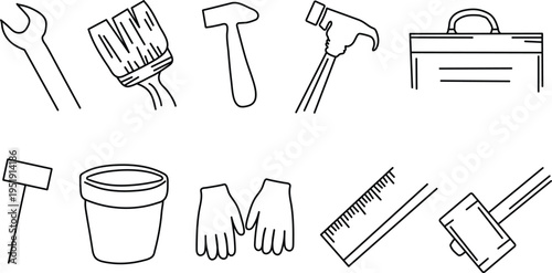 Set of 10 construction tools icons vector