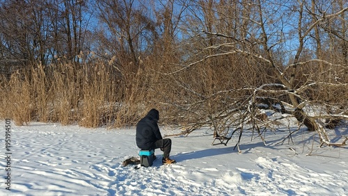 fishing on the snow