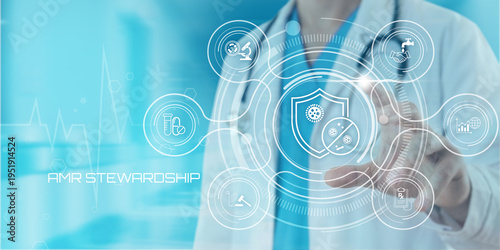 Photos Medical professional using futuristic interface for antimicrobial resistance ste
