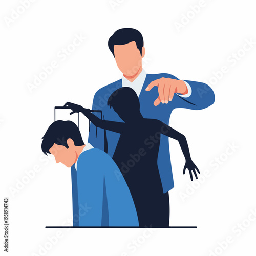 Illustration of Manipulation and Control in Relationships Depicting Emotional Abuse for Blogs, Awareness Campaigns, Education, and Social Media Content