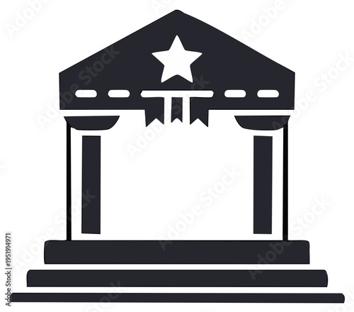 Stylized Courthouse Building Symbol
