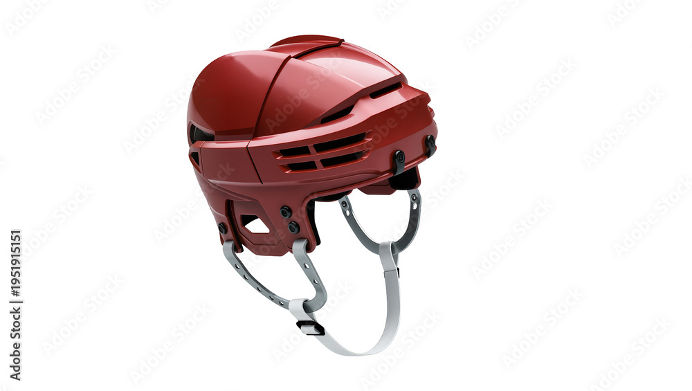 Αυτοκόλλητο Vibrant red ice hockey helmet, essential protective sports equipment, isolated o