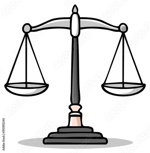 Cartoon scales of justice symbolizing balance and fairness in a legal setting