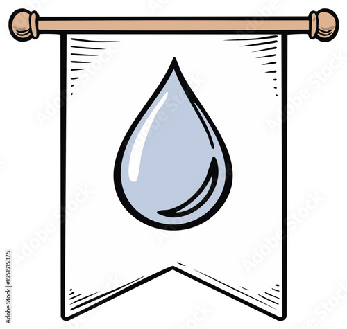 Hand Drawn Water Drop Banner Symbol Art Illustration