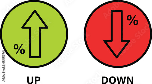 Green and red up and down arrow icons
