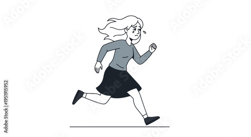 Crying woman running in distress Minimalist vector illustration style EPS10 Stock.eps