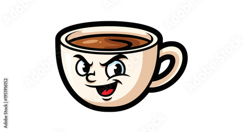 Mischievous Cartoon Coffee Mug Mascot Character Vector Isolated Illustration EPS10 Stock.eps