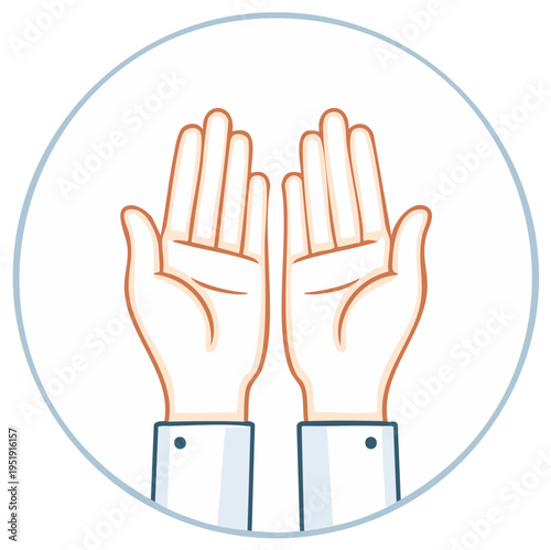 Hands Raised Upward in Supplication with Sleeves within a Circle