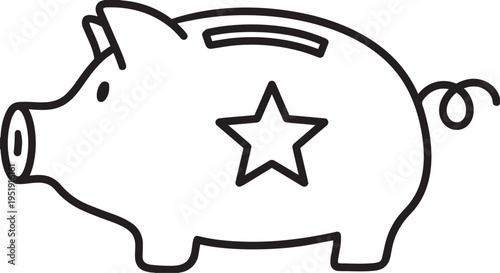 A piggy bank with a star on the side