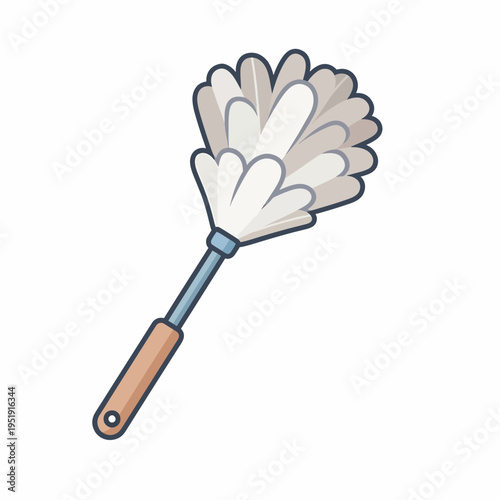 Drawing of a Fluffy Feather Duster for Dusting Surfaces around the House Keeping Surfaces Tidy and Spotless Used for Cleaning Shelves and Furniture to Remove Dust Particles and Allergens