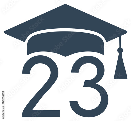 Graduation Cap with 2023 Year for Graduate Invitation Card Promotion Design