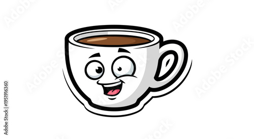 Happy Winking Coffee Cup Cartoon Character Vector Art EPS10 Stock.eps