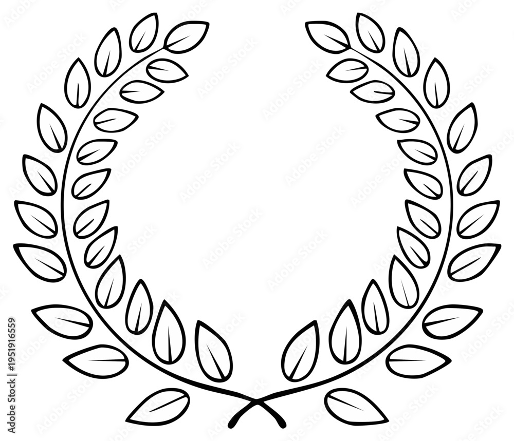 Obraz premium Classic Laurel Wreath with Simple Outline Design for Awards, Decoration, Victory and Success