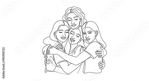 A Heartwarming Embrace - Mother and Daughters in Tender Moment.