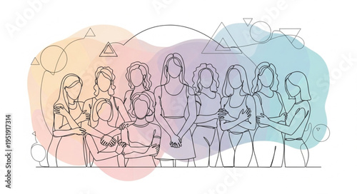 Diverse Group of Women Standing Together in Unity and Support.