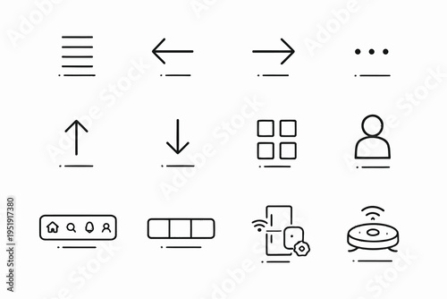 Collection of various icons representing common functions and smart home devices