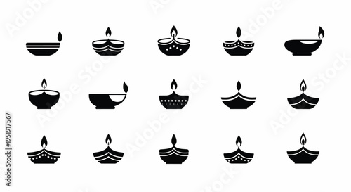 Diwali Celebration Decorative Earthen Lamps Iconography Featuring Flames Festive Lighting Art Elements Spirituality and Tradition with Artistic Design Patterns Culture Symbols