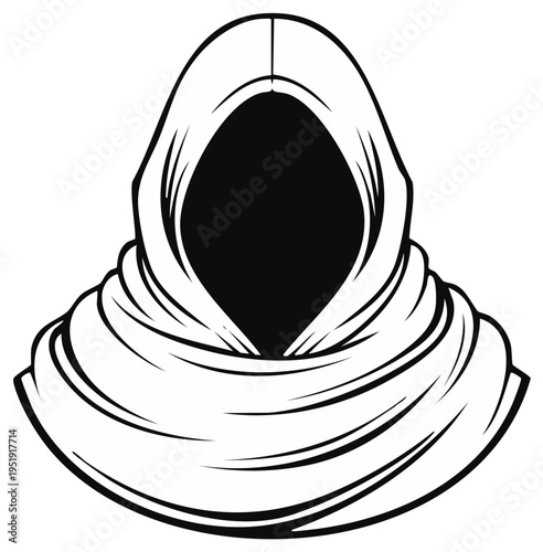 Silhouette figure shrouded in a hood vector illustration
