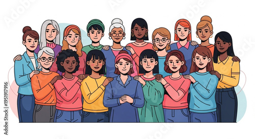 Diverse Group of Women Standing Together in Solidarity and Empowerment.