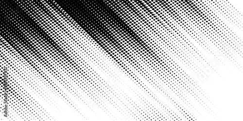 Vector black and white halftone gradient banner, texture template made of lines, grunge graphic backdrop,  eps 10