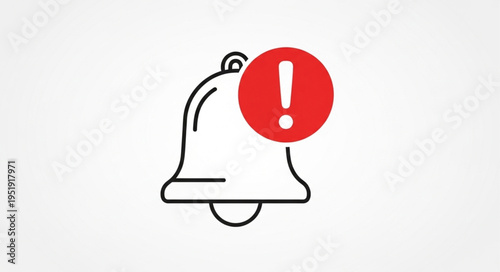 Notification Bell with Exclamation Mark - Important Alert or Urgent Reminder.