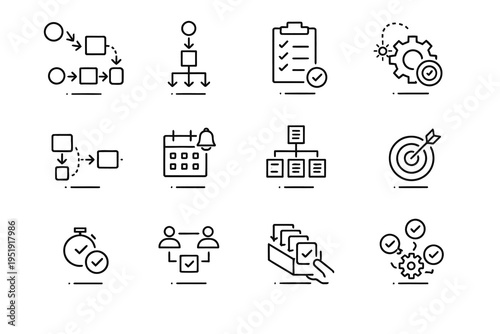 Collection of workflow and process management icons