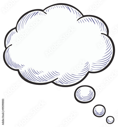 Hand drawn comic book style thought bubble with small bubbles