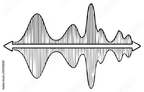Black and White Stylized Sound Waveforms with Arrows
