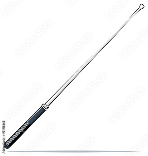Clean vector illustration of a traditional steel fire poker tool with a dark textured handle