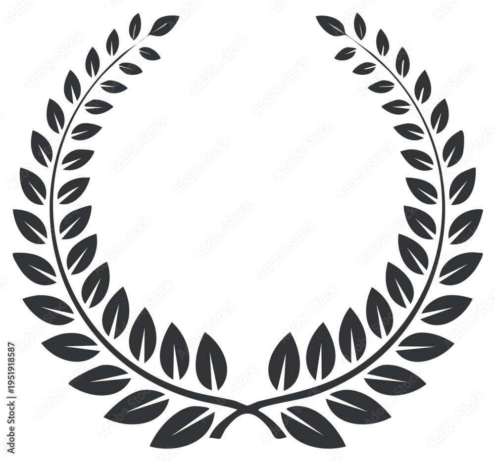Obraz premium Classic black laurel wreath symbol for victory and achievement, isolated on white background