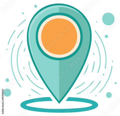 Modern Teal and Orange Map Pin Icon with Movement for Location and Navigation