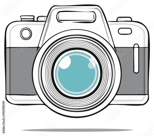 Camera Illustration with Lens Reflection Photo Equipment Photography Tools Optics