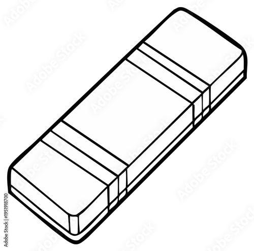 Black and white line art drawing of a rectangular eraser for correcting pencil mistakes