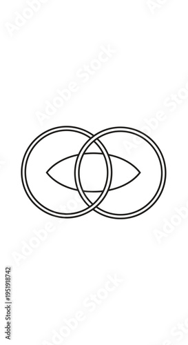 Overlapping circles with eye shape inside.