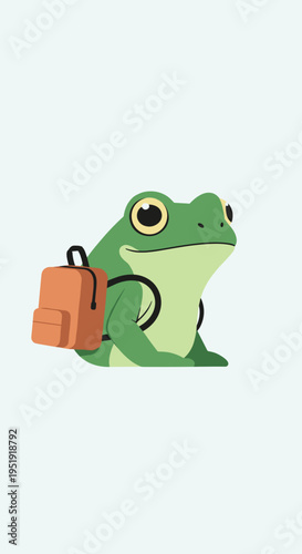 Green Frog with Orange Backpack.