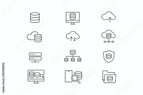 Illustrations of various database and data storage concepts in computing