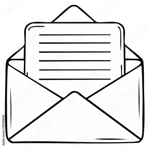 Envelope with letter mail communication vector illustration isolated on transparent background