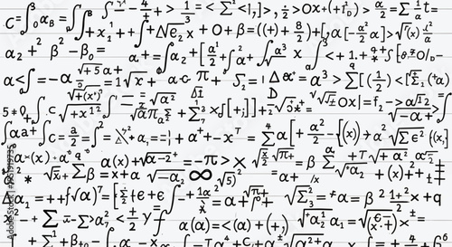Complex Mathematical Equations and Formulas Covering a Surface Showing Intricate Calculations and Symbolism Creating a Dense and Intricate Display of Scientific Notation and Abstract Concepts